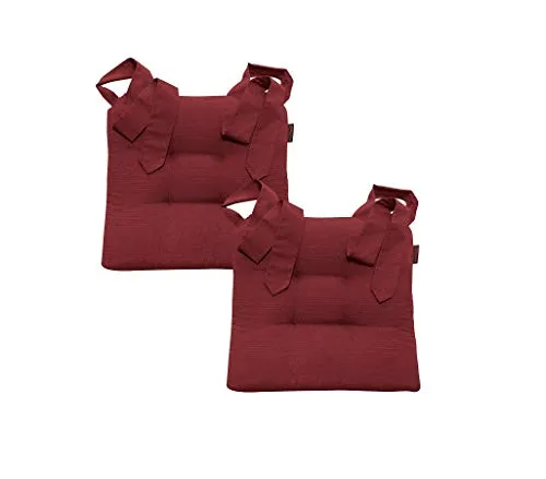 Magma Heimtex Sitzkissen Fino 2er Set - Auflagen & Polster, extra dicke Stuhlauflagen mit Schlaufenband für Rattanstühle, ideal für hohen Sitzkomfort und stilvolle Akzente in Rot.