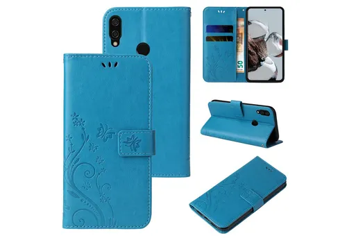 Tec-Expert Handyhülle Cover Tasche Hülle für Huawei P20 Lite 5,84 Zoll, Klapphülle Case mit Kartenfach Fliphülle aufstellbar, Motiv Blumen