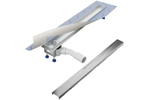 Aquabad® Duschrinne SDS Pro Edelstahl Duschablauf, Haarsieb, Viega-Siphon, Komplett-Set, 1-St., Blende: Modern