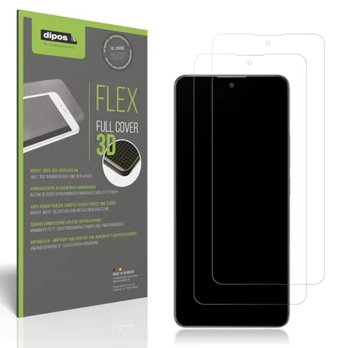 dipos FLEX 2x Schutzfolie matt passend für Xiaomi Poco X7 5G Case Friendly, Antireflex, 100% Displayabdeckung, Fingerprint Kompatibel, case-friendly, Full Cover Displayschutz Folie