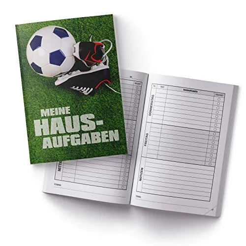 itenga Hausaufgabenheft Fußballschuhe DIN A5 96 Seiten Schulbedarf Meine Hausaufgaben für Gemeinschaftsschule Gymnasium
