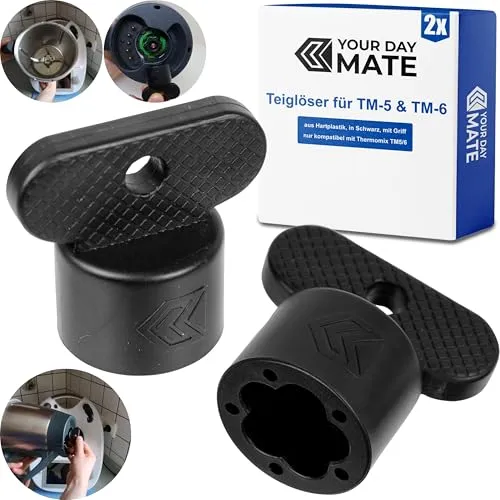 Teigblume für Küchenmaschine, 2 Stück, kompatibel mit Vorwerk Thermomix TM5 und TM6, Teiglöser Drehhilfe für Messerblock, Messerdreher Mixer Topf, Messerdrehhilfe TM-6 TM-5, Teig Twister Werkzeug Set