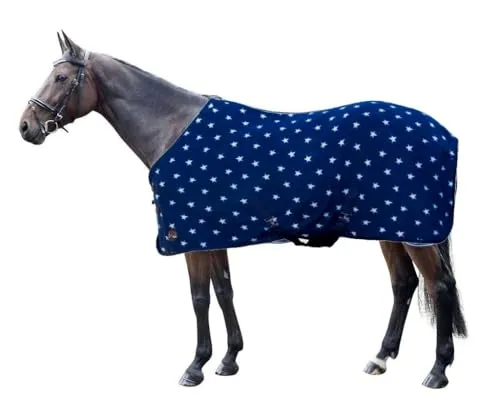 HKM Abschwitzdecke Starry Sky mit Kreuzgurten - 8387 blau mit Sternenmuster (155)