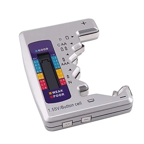 Gain Express Batterietester Batterieprüfgerät für Batterien und Akkus, Anzeige des Ladezustandes, passend für C, AA, AAA, D, N, 9V 6F22 1,5V Knopfzellenbatterien