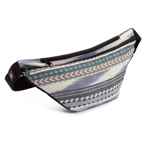 bodhi ETHNO Collection: Bauchtasche Ikat-Webstoff, schwarz-weiß-blau gemustert, Hip Bag