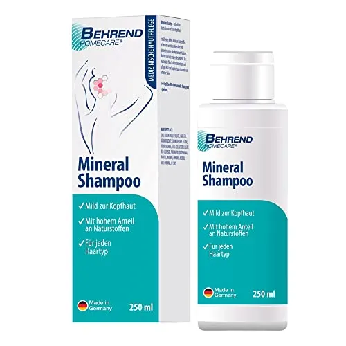 Behrend Homecare – Mineral Shampoo zur unterstützenden Pflege bei Psoriasis, Neurodermitis & Ekzemen – milde Haarpflege für jeden Haartyp & zur täglichen Haarwäsche geeignet – Made in Germany (250 ml)
