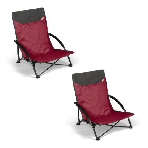2er Set Faltbarer Strandstuhl Metallrahmen Anglerstuhl Camping rot-schwarz NEU