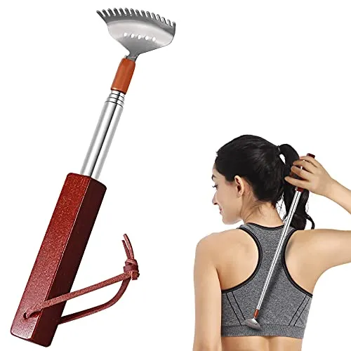 Azymi Ausziehbarer Rückenkratzer mit Holzgriff und breiter Klaue