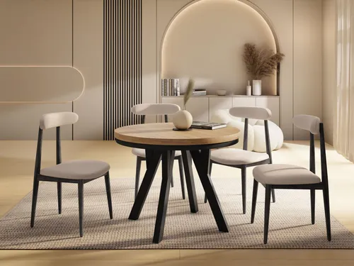 Vero Neo Runder Ausziehbarer Esstisch im Loft-Stil – Flexibler Tisch für 4-14 Personen – Braun/Schwarz - VIELSEITIGER ESSTISCH – Ideal für Alltag, Wohnzimmer oder Homeoffice. Der Tisch bietet durch seine Ausziehfunktion vielseitige Einsatzmöglichkeiten und passt zu modernen sowie klassischen Wohnkonzepten.