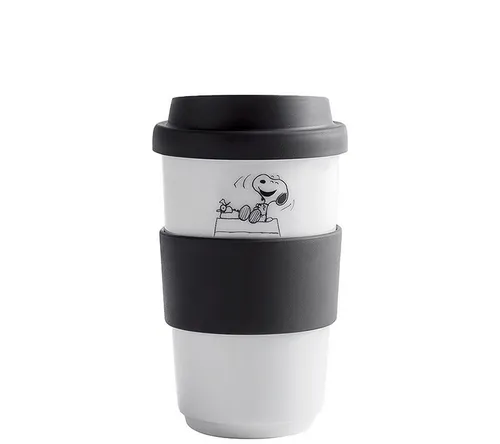 KAHLA Coffee-to-go-Becher fillit Becher 0,40 l Peanuts + Trinkdeckel, 1-tlg., Porzellan, einwandig, Made in Germany