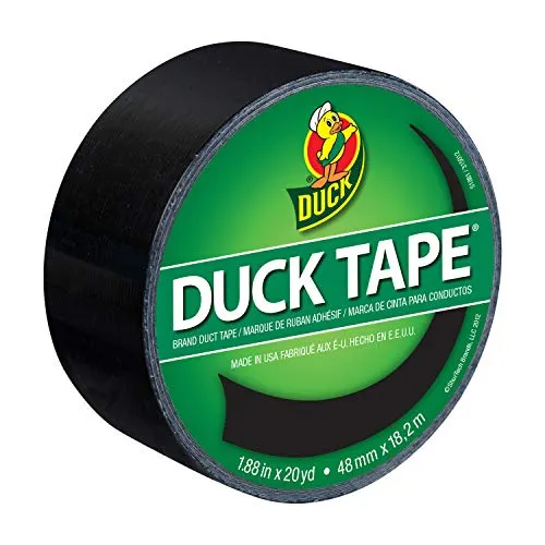 Duck Tape Gewebe-Klebeband, einfarbig, Schwarz, Reparieren, Basteln, Personalisieren, Dekorieren und als Lernmaterial, 48 mm x 18,2 m.