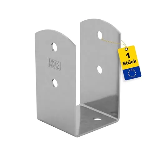 GRUNDLINE U Pfostenträger aufschrauben - Pfostenanker 100x100 - Pfostenhalter - U Profil Stahl - Bodenanker für Holzpfosten - Pfostenschuhe - Stützenfuß Zaunpfosten - Stützenschuh - Holzverbinder