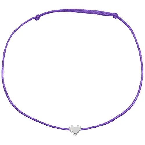 Selfmade Jewelry Fußkettchen Damen Herz Silber Größenverstellbares Fußband mit Herzchen Handgemacht Inkl. Geschenk-Verpackung (Lila Dunkel)