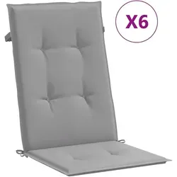 vidaXL Gartenstuhlauflagen für Hochlehner 6 Stk. Grau 120x50x3cm - Auflagen & Polster: Komfortable, wasserabweisende Hochlehner-Auflagen aus strapazierfähigem Polyester, ideal für Gartenmöbel und Innenräume.