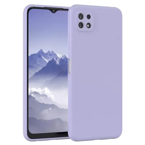 EAZY CASE - Silikonhülle für Galaxy A22 5G Hülle Silikon Case Lila weich stoßfeste Handyhülle Schutzhülle mit Kameraschutz Dünn Premium Schutz Cover TPU Phone Bumper in Pastell Lavendel Blau Matt