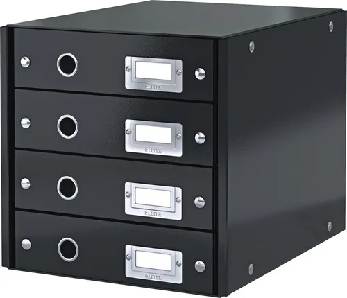 LEITZ Organizer Schubladenbox 4 Fächer Karton schwarz (3 Stück)