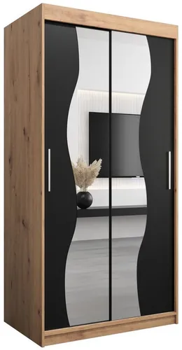 ABIKS MÖBEL Schwebetürenschrank MADRYT - Moderner Kleiderschrank mit Spiegel - Eleganter Kleiderschrank mit Schiebetüren und viel Stauraum für Kleidung. Hochwertiges Material und modernes Design, ideal für kleine Räume. Verfügbar in verschiedenen Breiten und Höhen.