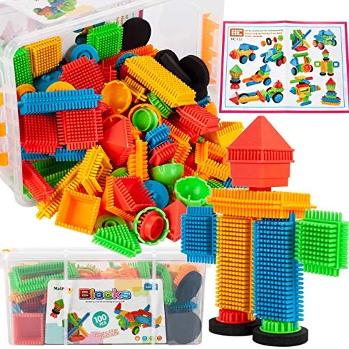 Malplay Bausteine Waffelblöcke 100 Teile – Kreatives Lernspielzeug für Kinder ab 3 Jahren