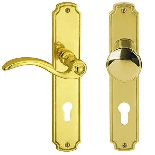 Langschildgarnitur Rebeca messing/poliert PZ in gold von Alpertec
