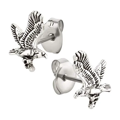 Ohrstecker Ohrringe Adler Silber 925 Sterling als Ohrschmuck mit kleiner Schmuckbox - 7K - Schmuck Geschenke für Damen, Mädchen, Jungen, Kinder und Herren