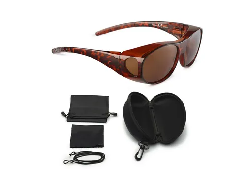 FALINGO FLEXI EDITION Sonnenbrille - Sportbrille mit polarisierten UV400 Gläsern und flexiblen Bügeln, ideal für alle Kopfgrößen. Elegant im Leoparden-Design, perfekt für Outdoor-Aktivitäten.