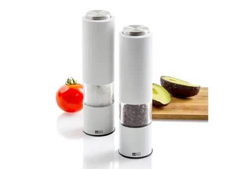 AdHoc Salz-/Pfeffermühle Tropica elektrisch, (2 Stück), elektrische Gewürzmühlen, Keramik-Mahlwerk, modernes Design, LED