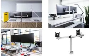 Durable Monitor Halterung für 2 Monitore mit Tischklemme - Arme für Computermonitore - Stabiler Doppelhalter für VESA Bildschirme 21-27