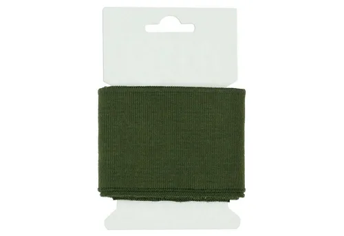 maDDma Stoff 135 x 7 cm nachhaltige Cuff Bündchen Strickbündchen, 055 - armeegrün