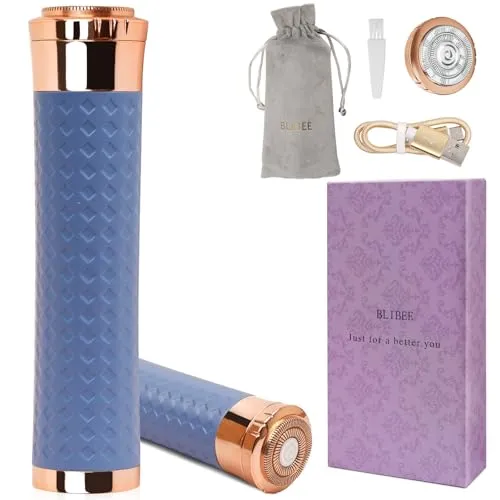 BLIBEE Gesichtshaarentfernung für Frauen, Wiederaufladbare Haarentfernungsgerät, Schmerzloses Gesicht Elektrischer Rasierer/Rasierer für Lippe, Arme, Gesicht, Pfirsich-Fuzz (Nilblau)