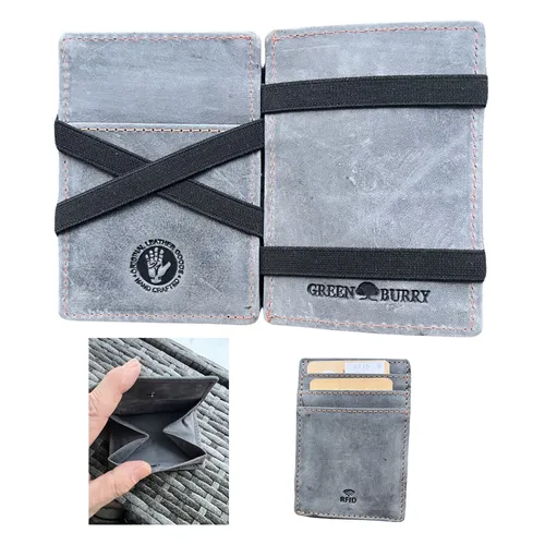 Greenburry Vintage Magic Wallet RFID Geldbörse Steel Blue - Herren-Geldbörse mit RFID-Schutz, stilvolles Design und praktischem Münzfach für optimale Sicherheit und Ordnung.