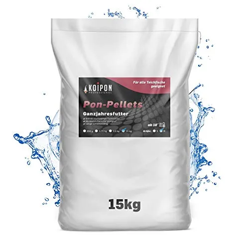 KOIPON Pon-Pellets 6mm 15 kg - Premium Teichfutter für Teichfische - Hochwertiges Teichfutter für alle Teichfische, hergestellt in Deutschland. Ideal als Ganzjahresfutter für Temperaturen ab 10 Grad, sorgt für gute Verwertbarkeit und weniger Ausscheidungen.