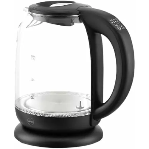 eldom C510c Glas Wasserkocher mit Temperatureinstellung - Audio & Video Adapter mit 1,7 Liter Kapazität, 2000W Leistung und praktischer Warmhaltefunktion – ideal für Tee, Kaffee und Babynahrung.