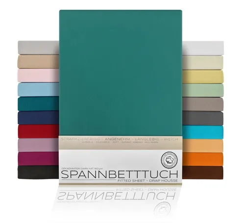 Beautex Spannbettlaken Spannbetttuch Bettlaken aus gekämmter Baumwolle Premium Jersey 160g/m², Jersey, Gummizug: rundum, (1 Stück)