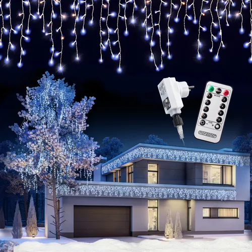 monzana Lichterkette - 20 m Regenlichterkette mit 600 kaltweißen LEDs, inklusive Fernbedienung für einfache Steuerung