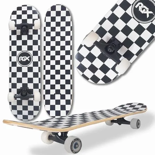 WeLLIFE Skateboard für Anfänger, 80x20cm Holz Skateboard Kinder, Jugendliche Erwachsene,ABEC-9 Kugellager, 9 Schichten Ahorn Double Kick Skate Concave Trick (DBL477)