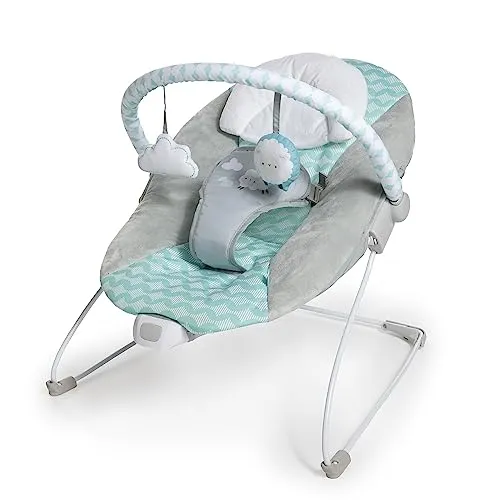 Ingenuity, Vibrierende Babywippe Babyschaukel Deluxe mit abnehmbarer Kopfstütze, 2 Spielzeugen, maschinenwaschbarem Sitz- und Kopfpolster, Goji
