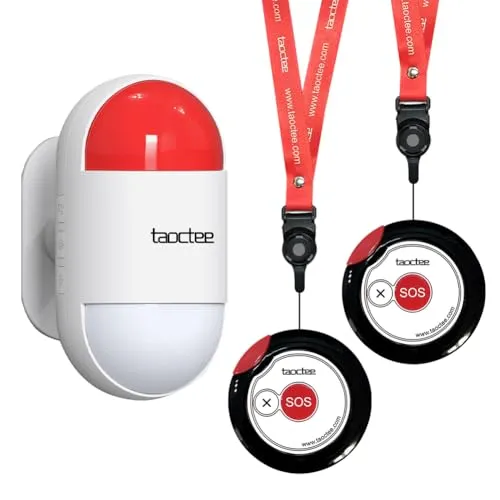 taoctee Panikknopf Alarm mit Sirene Stroboskop (Batterie/USB)