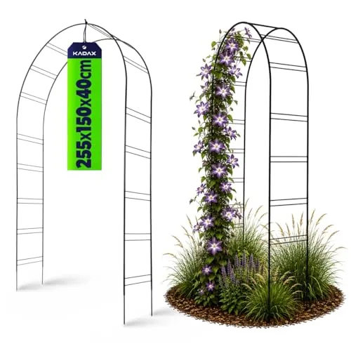 KADAX Rosenbogen für Kletterpflanzen aus pulverbeschichtetem Stahl, Schwarz (40 x 150 x 256 cm)