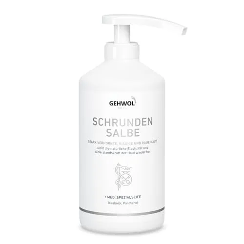 GEHWOL med. Schrunden Salbe, Pflegesalbe verhornte, rissige, trockene, raue Haut, 500 ml mit Spender