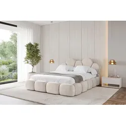 ALTDECOR Polsterbett LANA 180x200 Beige mit Bettkasten - Modernes Doppelbett mit praktischem Bettkasten für zusätzlichen Stauraum. Das stilvolle Design und das gepolsterte Kopfteil sorgen für Komfort und Eleganz in jedem Schlafzimmer.