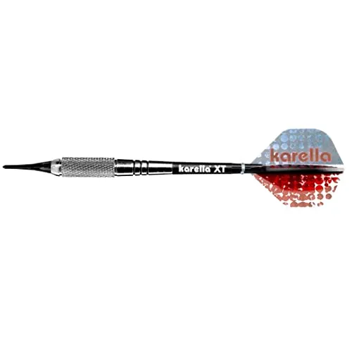 Karella Softdart XT-5, 20 g, Barrellänge 54 mm, Darts für Einsteiger, Silber, Rot