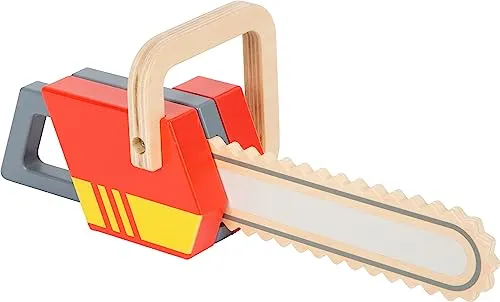 small foot Kettensäge aus Holz, Rollenspielzeug zum Thema Feuerwehr, mit Sound, für Kinder ab 3 Jahren, 12362