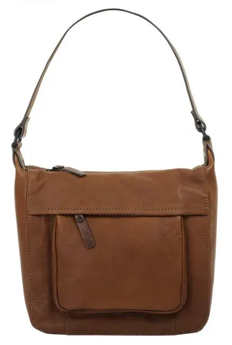 Umhängetasche X-ZONE, Damen, braun (cognac), Leder - Elegante Handtasche aus 100% Rindleder mit RFID-Schutz für Karten, ideal für den Alltag. Verstellbarer Schultergurt und praktische Fächer für optimale Organisation.