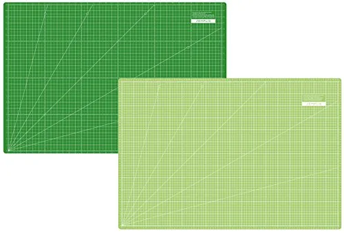SEMPLIX Schneidematte A1 – Beidseitig Bedruckt in Grün, Rosa, Grau, Türkis, Lila - Ideal zum Basteln, Nähen und Patchworken. Die matte Oberfläche sorgt für rutschfestes Arbeiten, während die beidseitige Bemaßung in cm und inch eine präzise Nutzung ermöglicht.