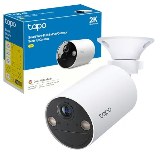 Tapo TC82 2K Akku Überwachungskamera - Kabellose Außen- und Innenkamera mit 2K Bildqualität, KI-Erkennung und 180 Tagen Akkulaufzeit. Ideal für umfassende Sicherheit ohne monatliche Gebühren.