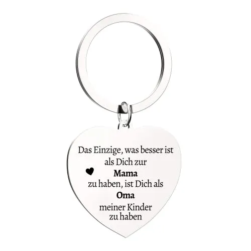PREMIUM Schlüsselanhänger mit edler Gravur Liebesbotschaft für Mama & Papa I Glücksbringer für deine Lieblingsmenschen I Geschenk in Herzform (Mama - Kinder)