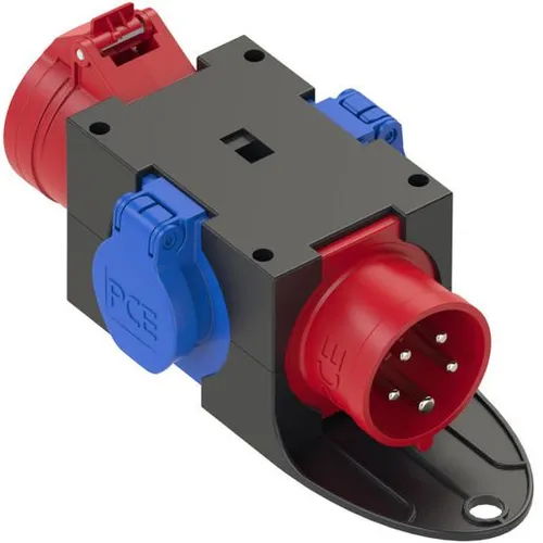 PCE CEE Stromverteiler 9430452 400V 16A - Mobiler Kunststoffverteiler für den Einsatz im Freien, mit 1x CEE-Steckdose und 2x Schutzkontakt-Steckdosen, ideal für Baustellen oder Events.