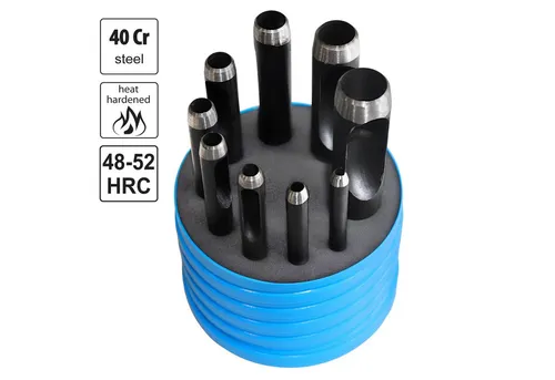 S R Lochzange Locheisen-Set 3-14 mm - 9-teiliges Lochstanzer Set in Dose, gehärtete Schneide für präzises Ausstanzen in verschiedenen Materialien