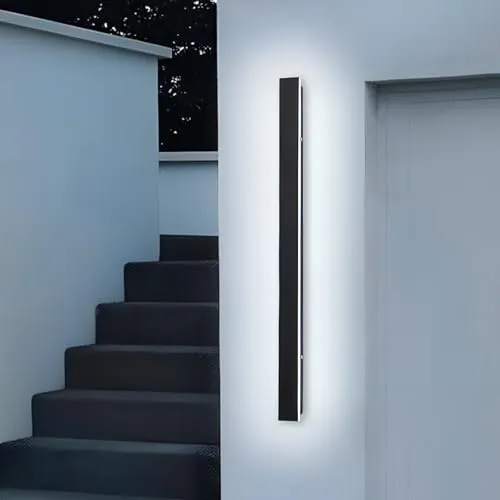 ZTWLEED LED Wandleuchte Aussen,21W Aussenlampe Wand IP65 Wasserdicht Kaltweiß 6000K Außenwandleuchten,Lange Villa Wandleuchte Schwarz für Gärten Villa Korridor Terrassenbeleuchtung,100CM