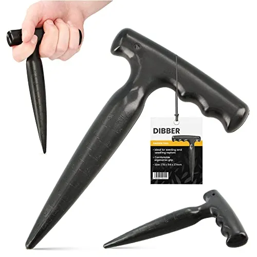 Pflanzlochbohrer Pflanzstock Blumenzwiebelpflanzer Pikierstab Handheld Bulb Zwiebeln Dibber Garden Digger Locher Sämling Puncher Anzucht-Setzlingen Gartenbepflanzung Gartengerät zum Pflanzen